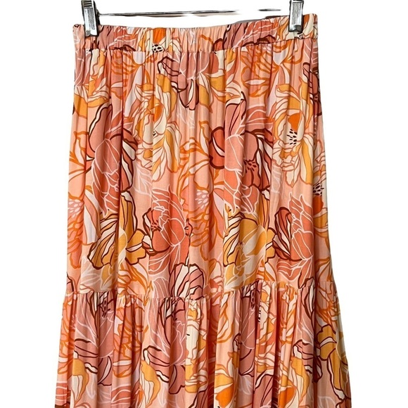 NWT Hello Molly Tiered Ruffled Maxi Skirt XS Tangerine fairy whimsical flowing - Picture 7 of 8